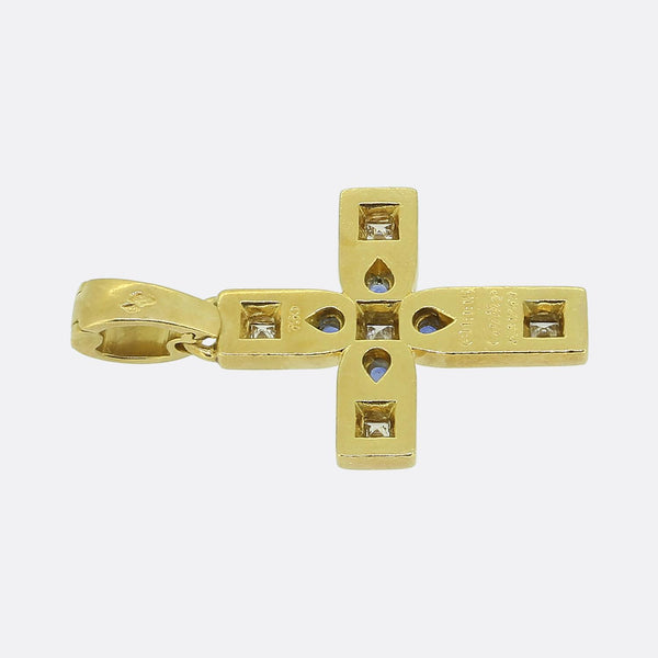 Cartier Sapphire and Diamond Byzantine Cross Pendant