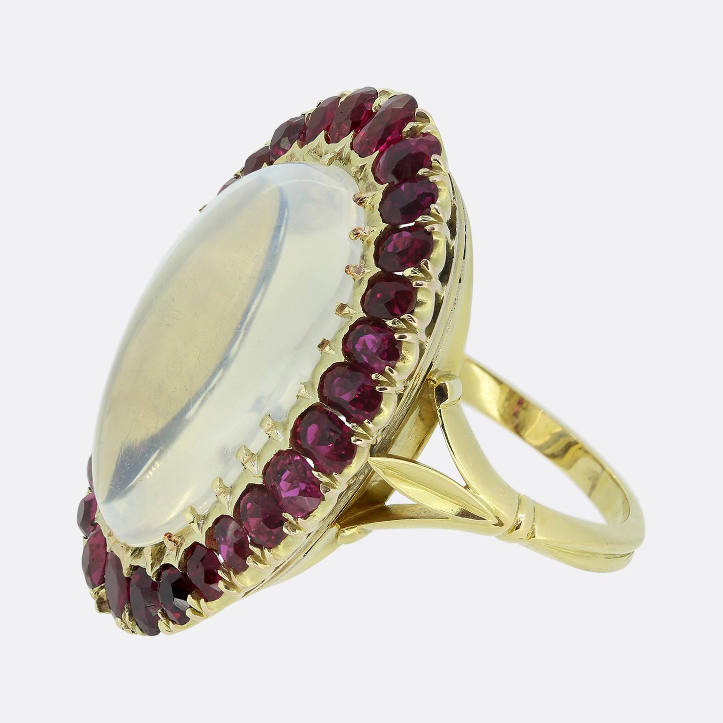Vintage Moonstone and Ruby Cocktail Ring