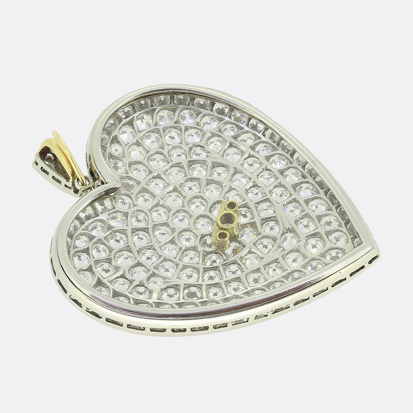 Edwardian 16.00 Carat Diamond Love Heart Pendant Brooch