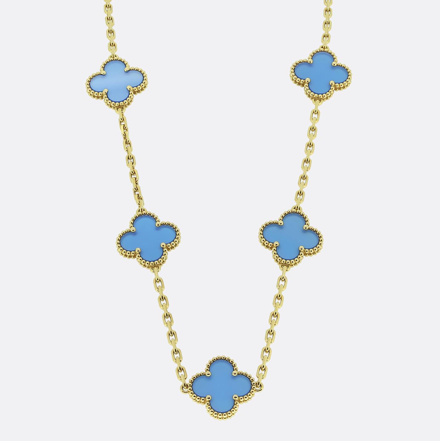 Van Cleef & Arpels Vintage Alhambra 10 Motif Agate Necklace