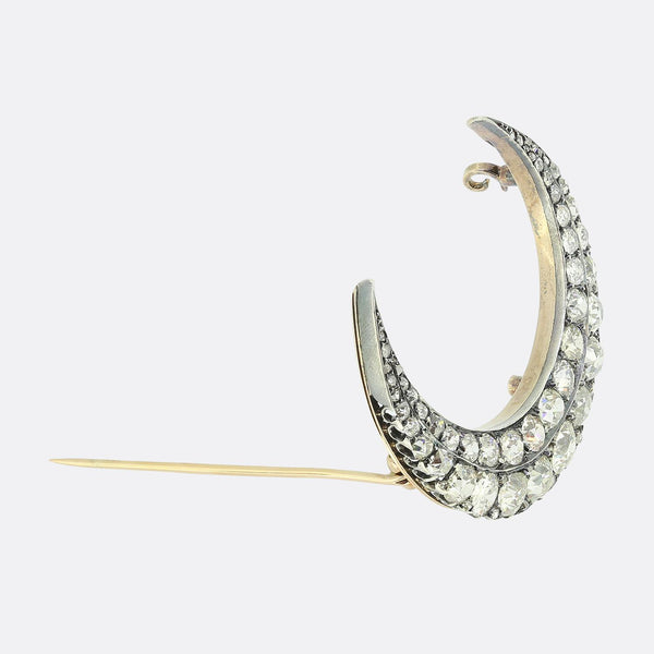 Victorian Carat 9.00 Carat Diamond Crescent Brooch