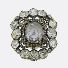 Victorian Portrait Cut Diamond Clock Brooch
