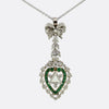 Edwardian Emerald and Diamond Heart Pendant Necklace