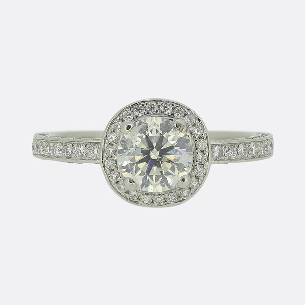 0.90 Carat Diamond Halo Engagement Ring