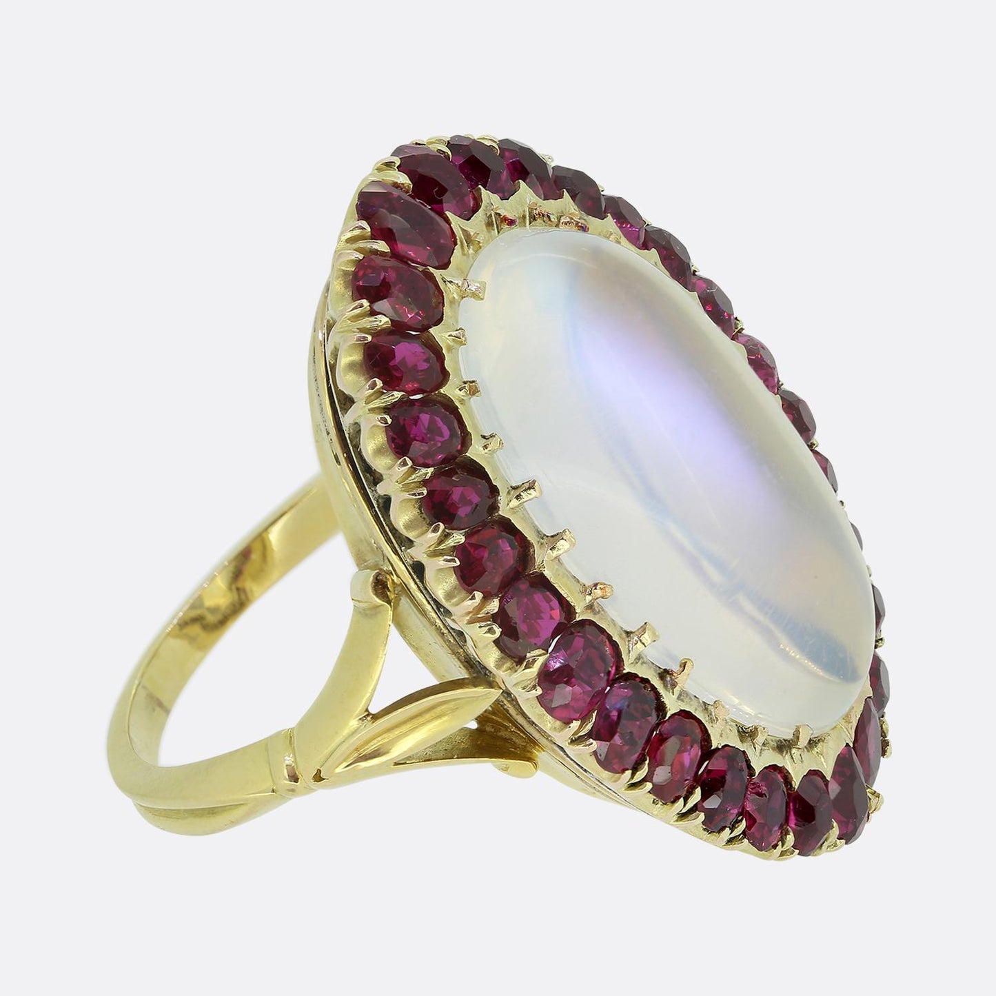 Vintage Moonstone and Ruby Cocktail Ring
