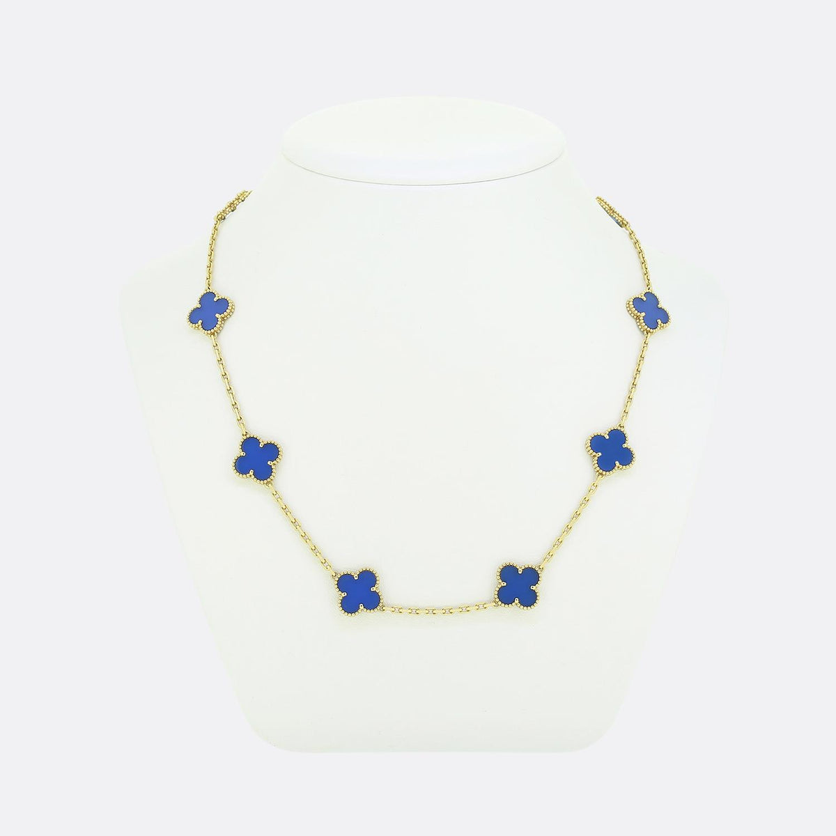 Van Cleef & Arpels Vintage Alhambra 10 Motif Agate Necklace