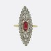 Edwardian Ruby and Diamond Navette Ring