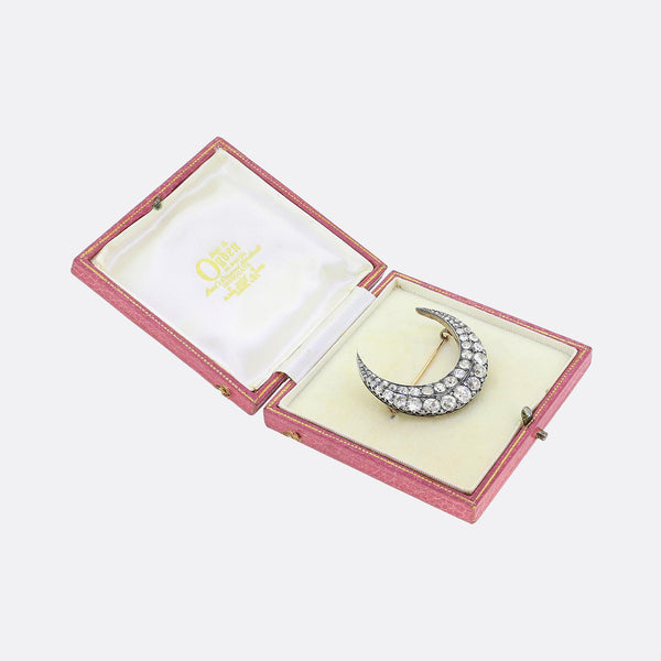 Victorian Carat 9.00 Carat Diamond Crescent Brooch