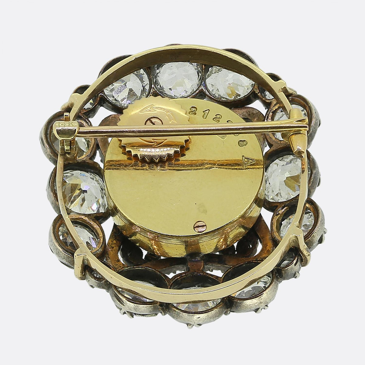 Victorian Portrait Cut Diamond Clock Brooch