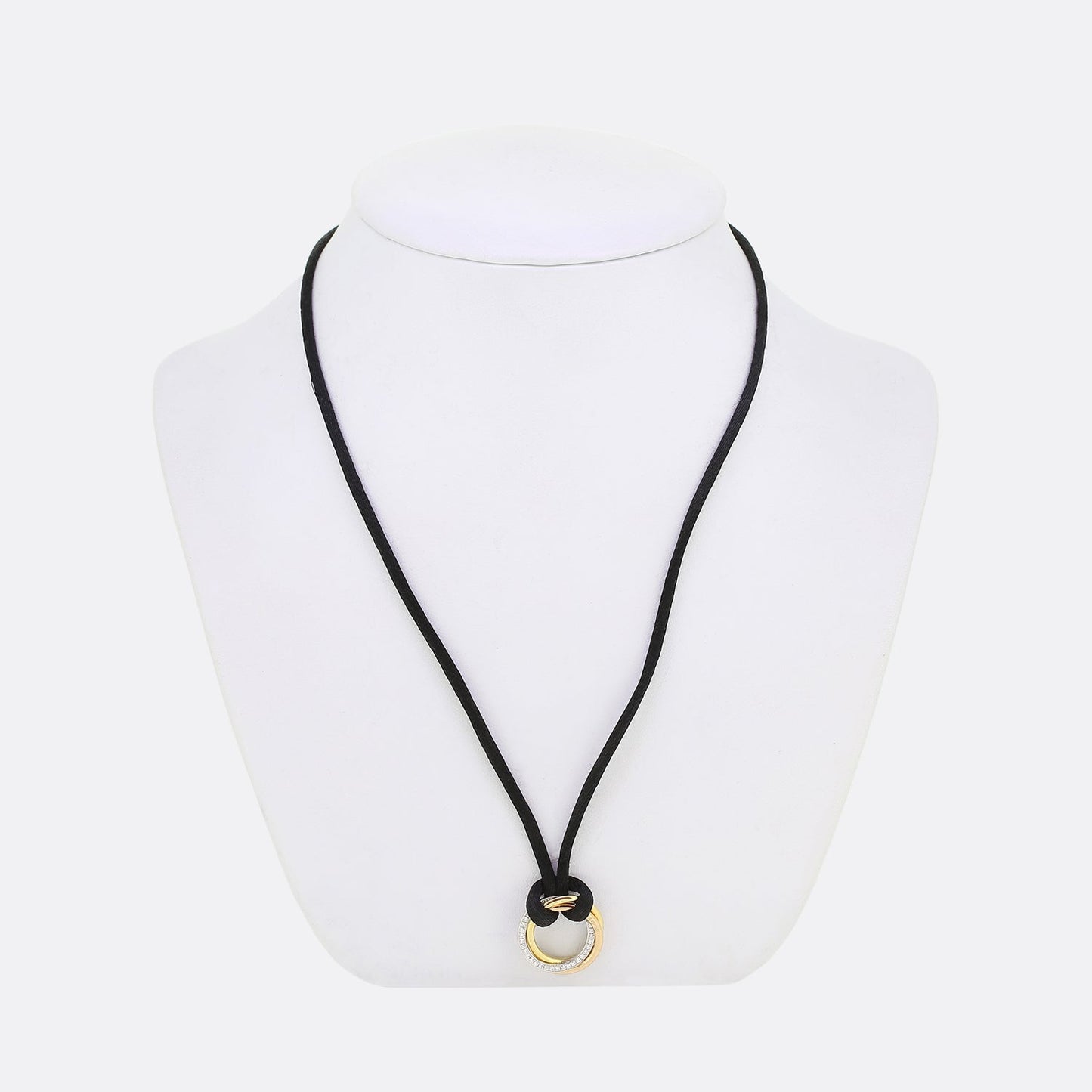 Cartier Trinity Diamond Three Tone Gold Cord Necklace