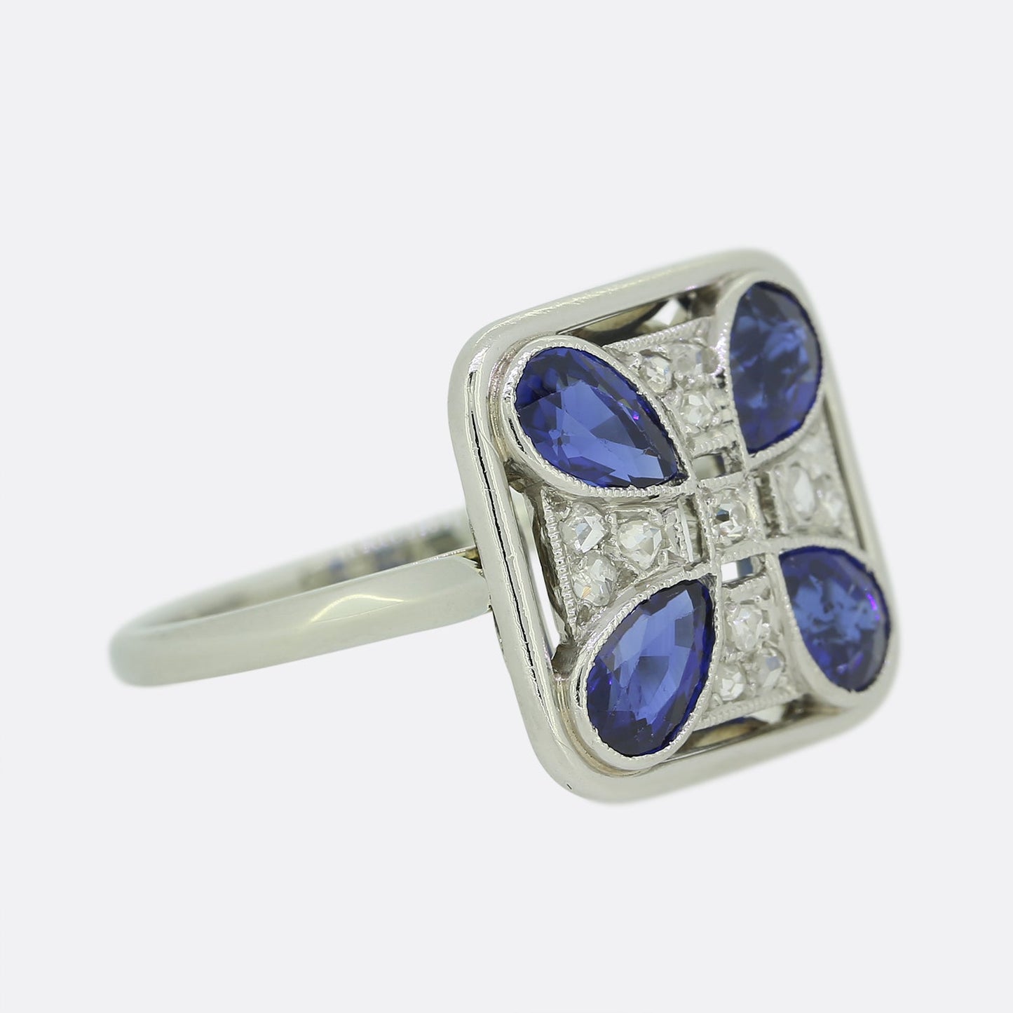 Art Deco Sapphire and Diamond Tablet Ring