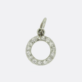 Art Deco Diamond 'O' Charm Pendant