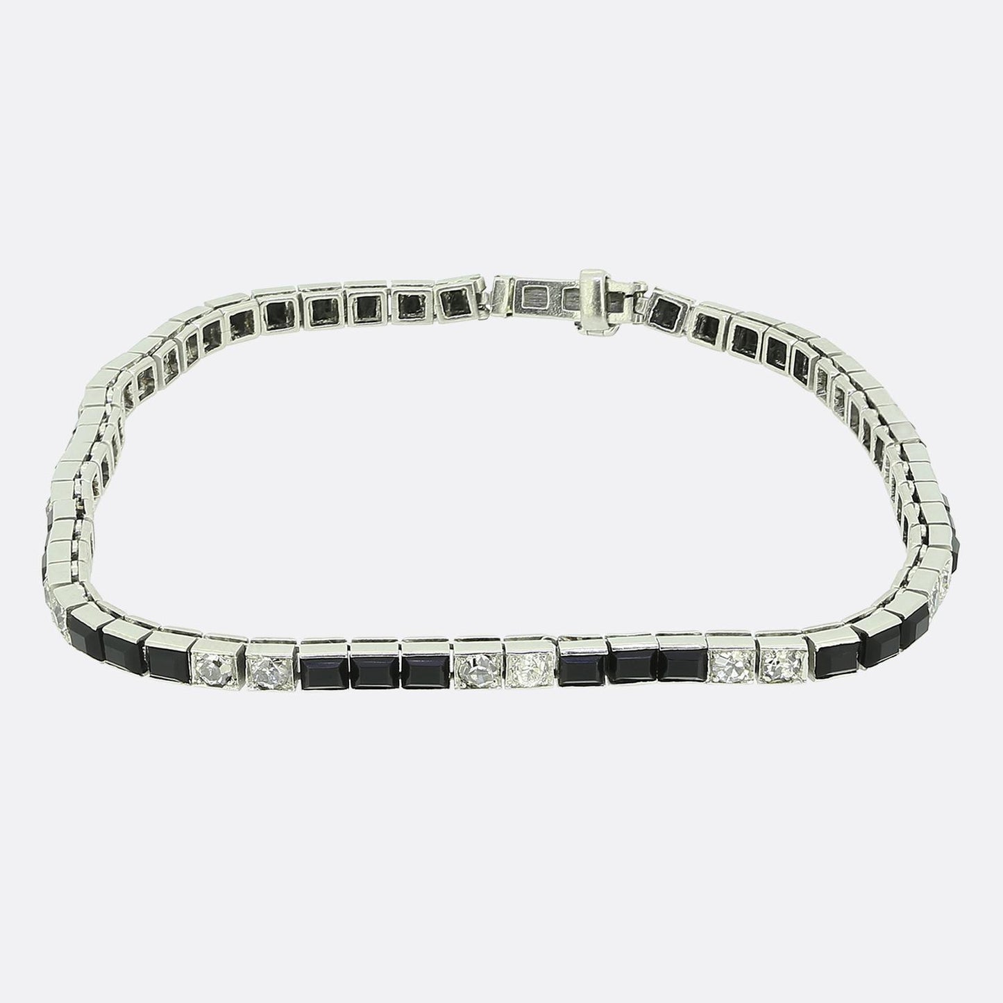 French Art Deco Onyx and Diamond Bracelet