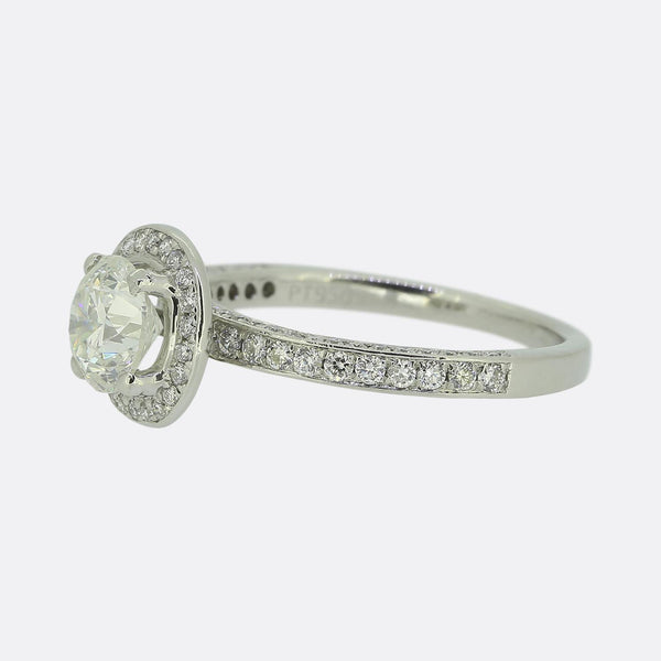 0.90 Carat Diamond Halo Engagement Ring