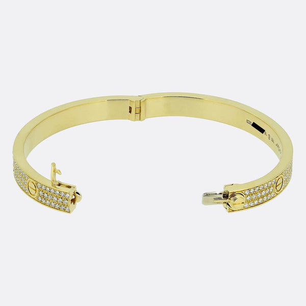 Cartier Pavé Set Diamond Classic Model LOVE Bangle Size 18