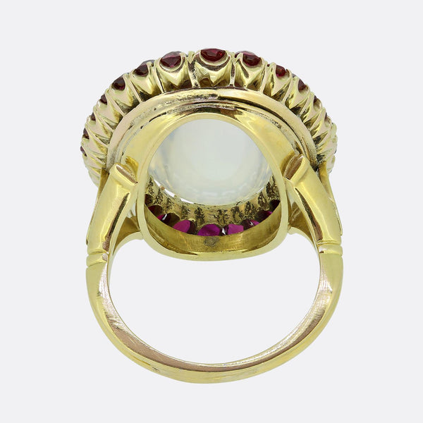 Vintage Moonstone and Ruby Cocktail Ring