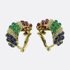 Vintage Cabochon Gemstone and Diamond Earrings
