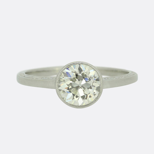 Art Deco 1.25 Carat Old Cut Diamond Solitaire Ring