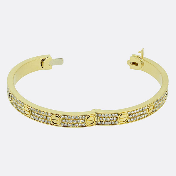 Cartier Pavé Set Diamond Classic Model LOVE Bangle Size 18