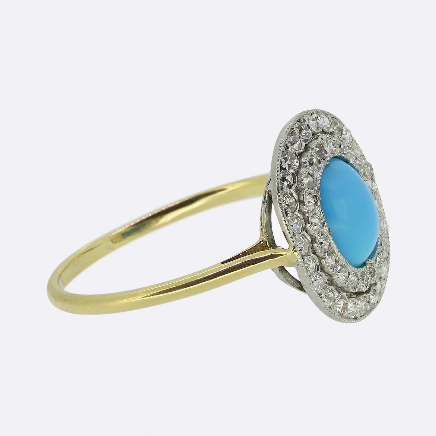 Art Deco Turquoise and Diamond Cluster Ring