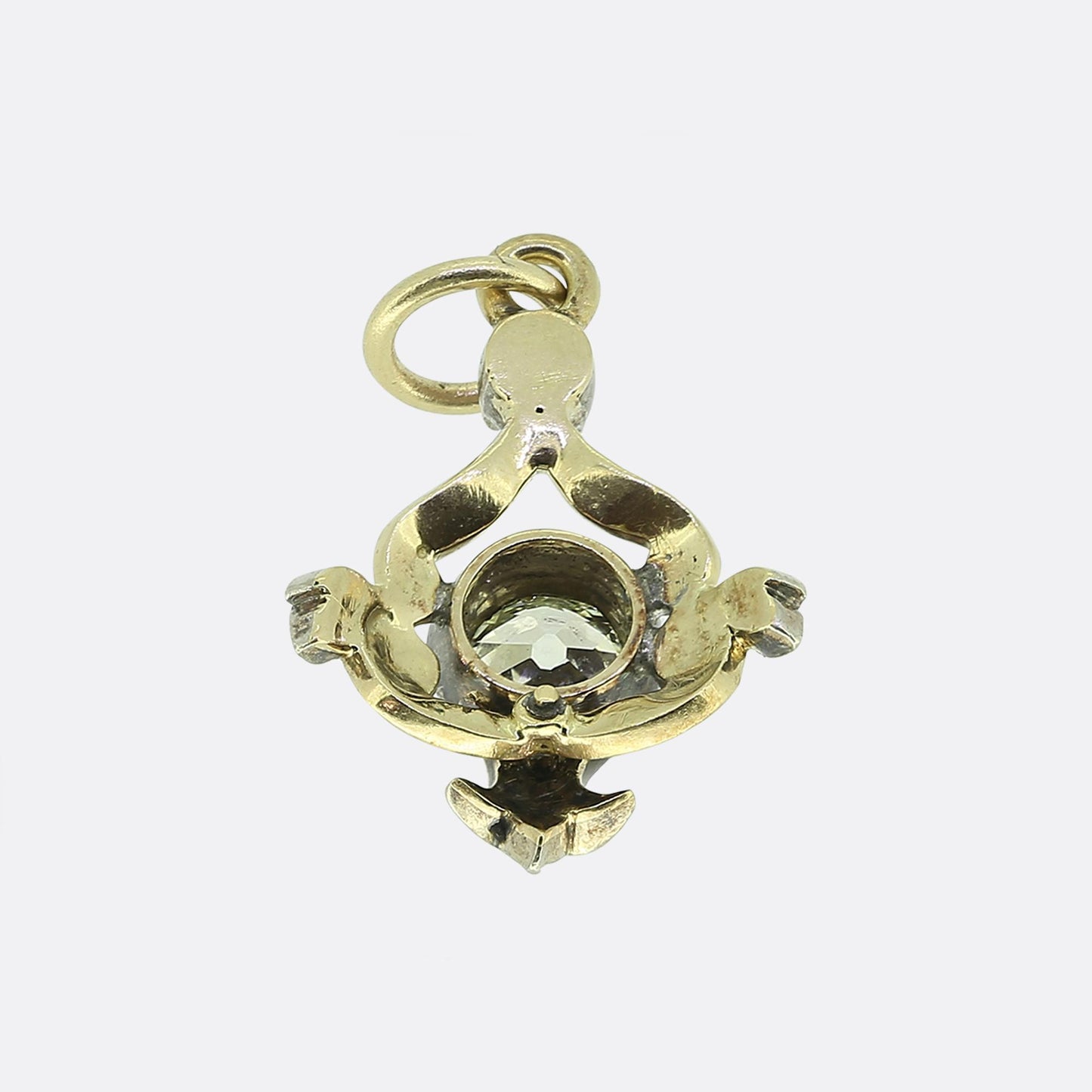 Antique Blue Enamel Old Cut Diamond Pendant