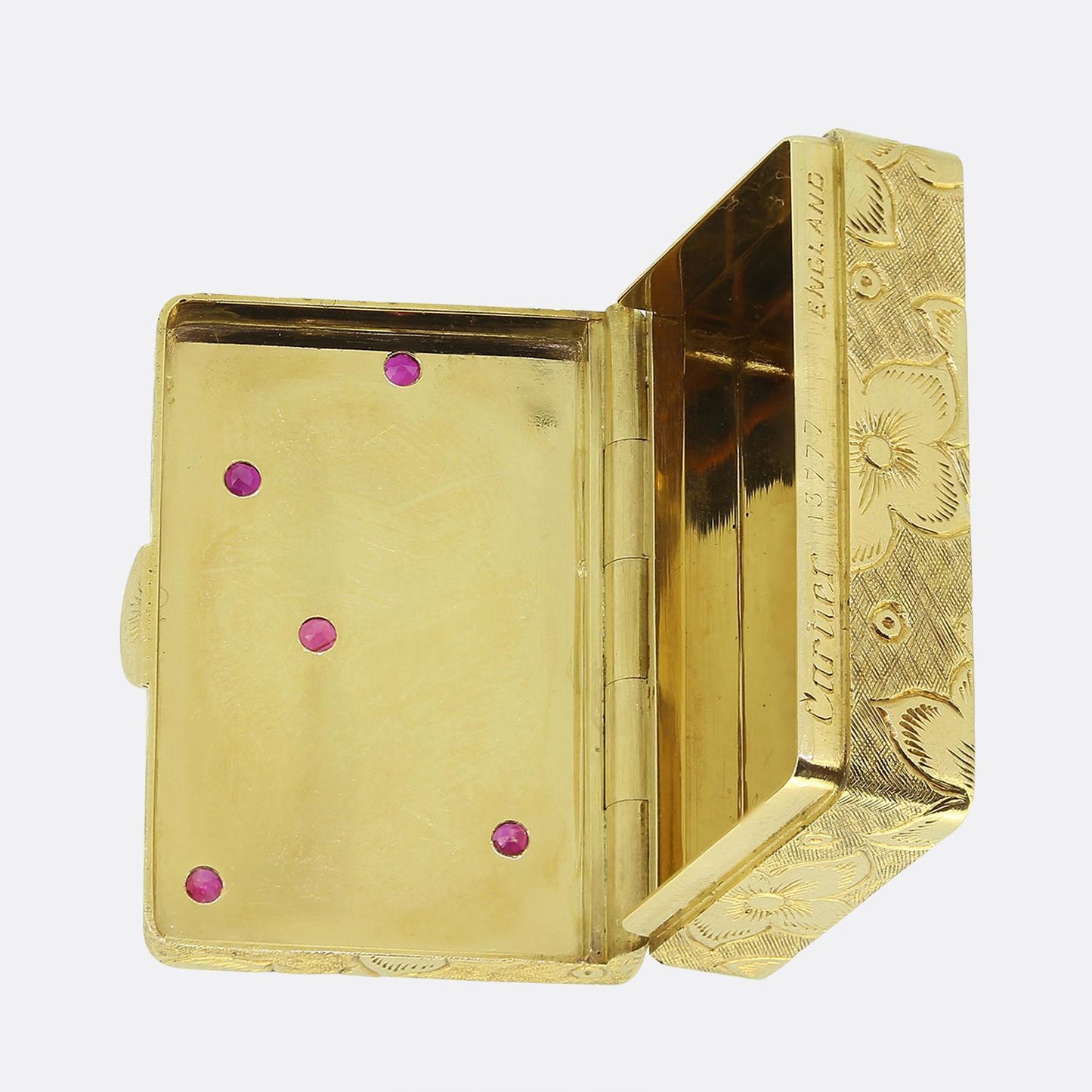 Vintage Cartier Ruby Floral Pill Box