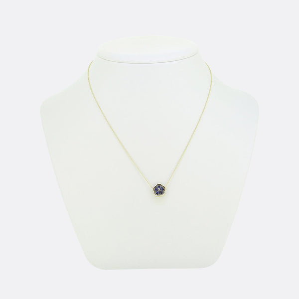 Art Nouveau Sapphire Diamond and Enamel Pendant