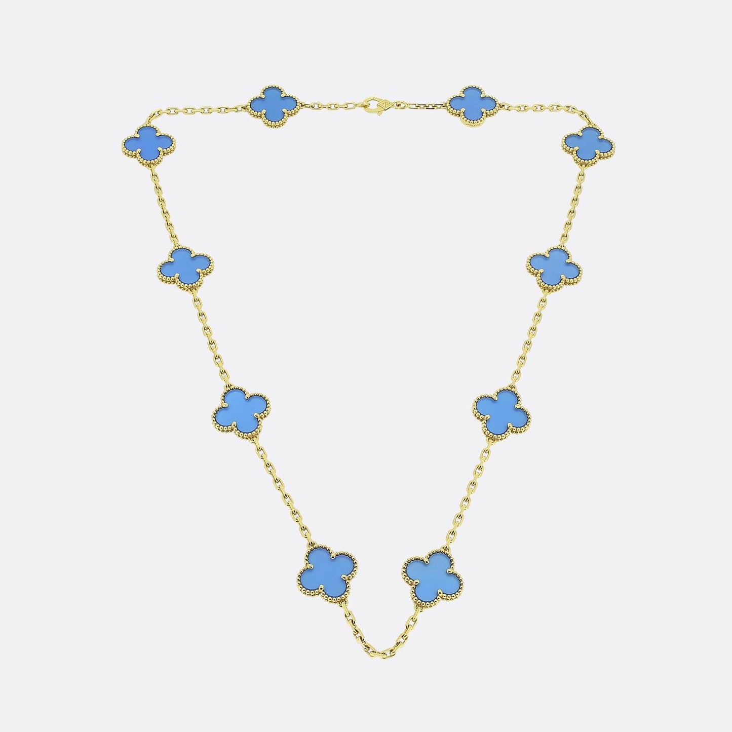Van Cleef & Arpels Vintage Alhambra 10 Motif Agate Necklace