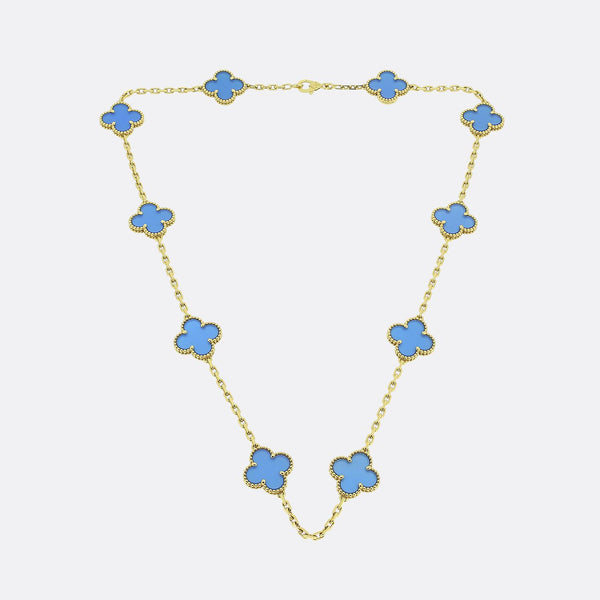 Van Cleef & Arpels Vintage Alhambra 10 Motif Agate Necklace