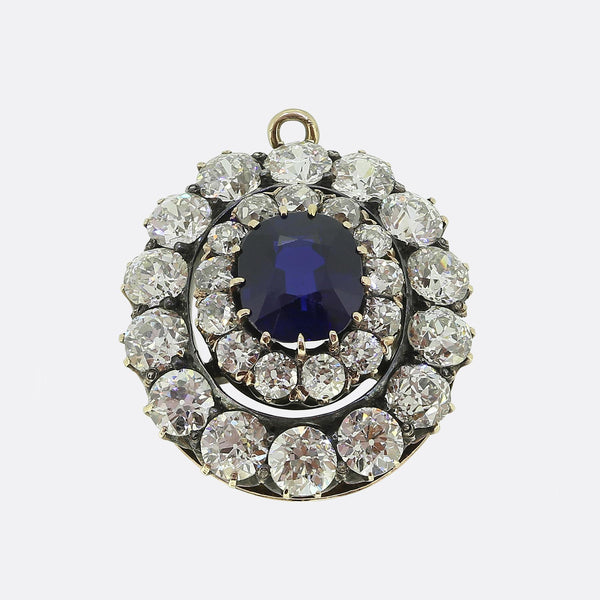Antique Sapphire and Diamond Pendant