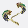 Vintage Cabochon Gemstone and Diamond Earrings