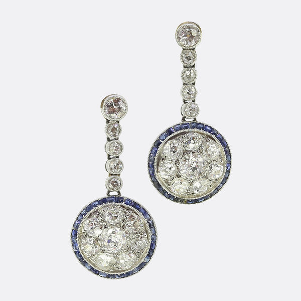 Art Deco Sapphire and Diamond Drop Earrings