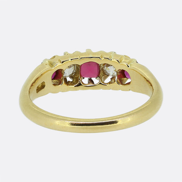 Victorian Ruby and Diamond Five Stone Ring
