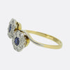 Art Deco Double Sapphire and Diamond Cluster Ring
