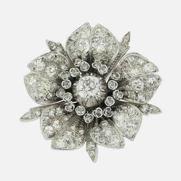 Antique Diamond Flower Brooch
