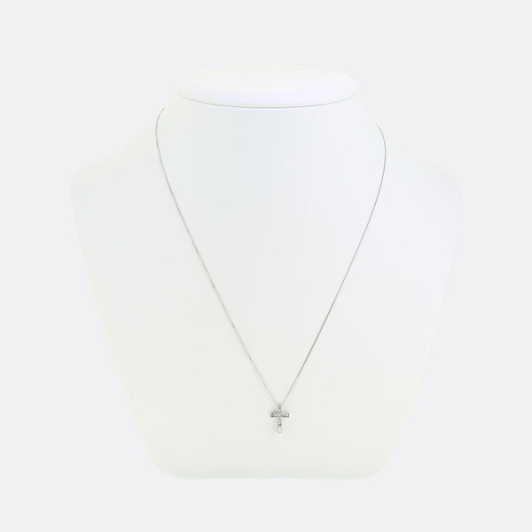 Princess Cut 0.25 Carat Diamond Cross Pendant Necklace