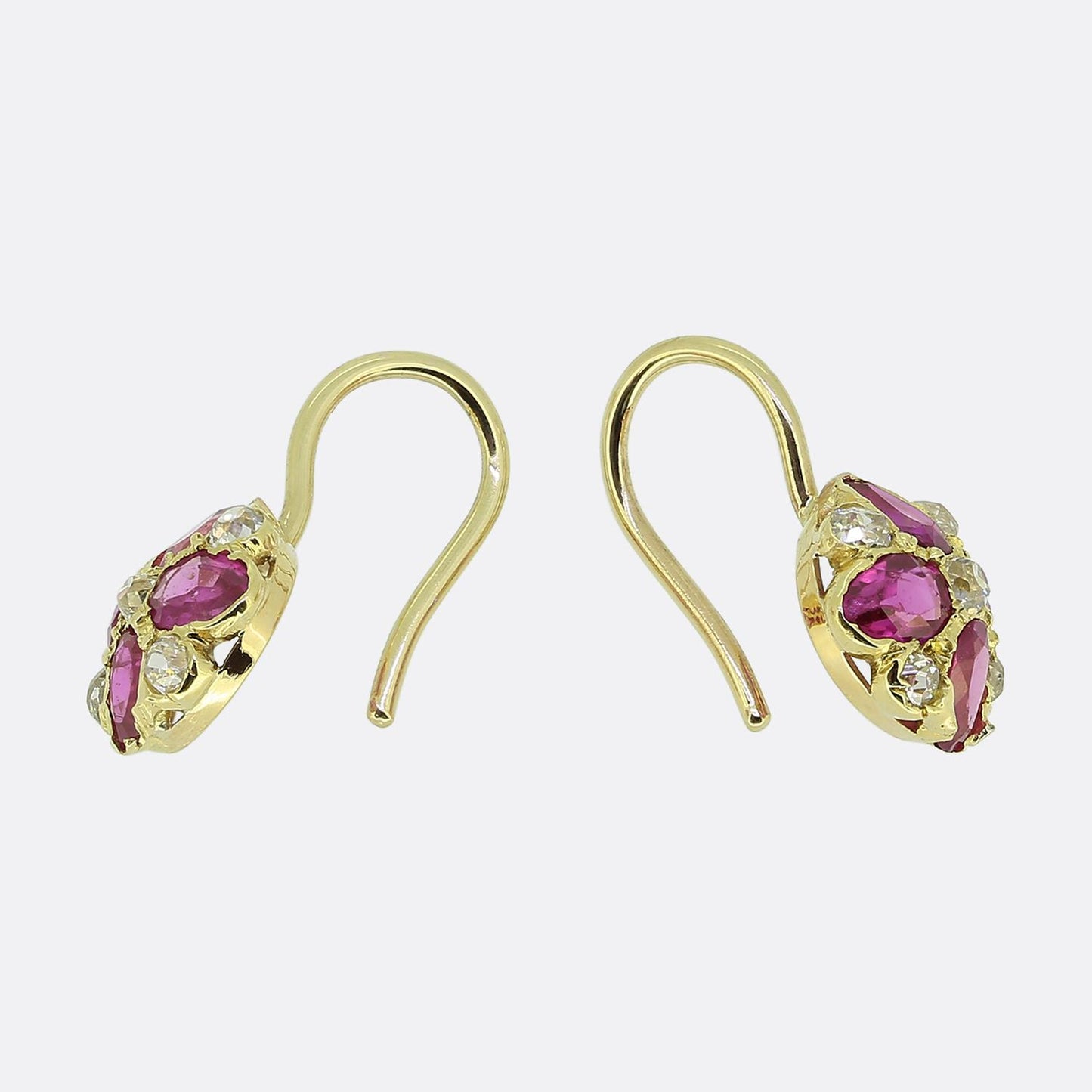 Antique Ruby and Diamond Drop Earrings