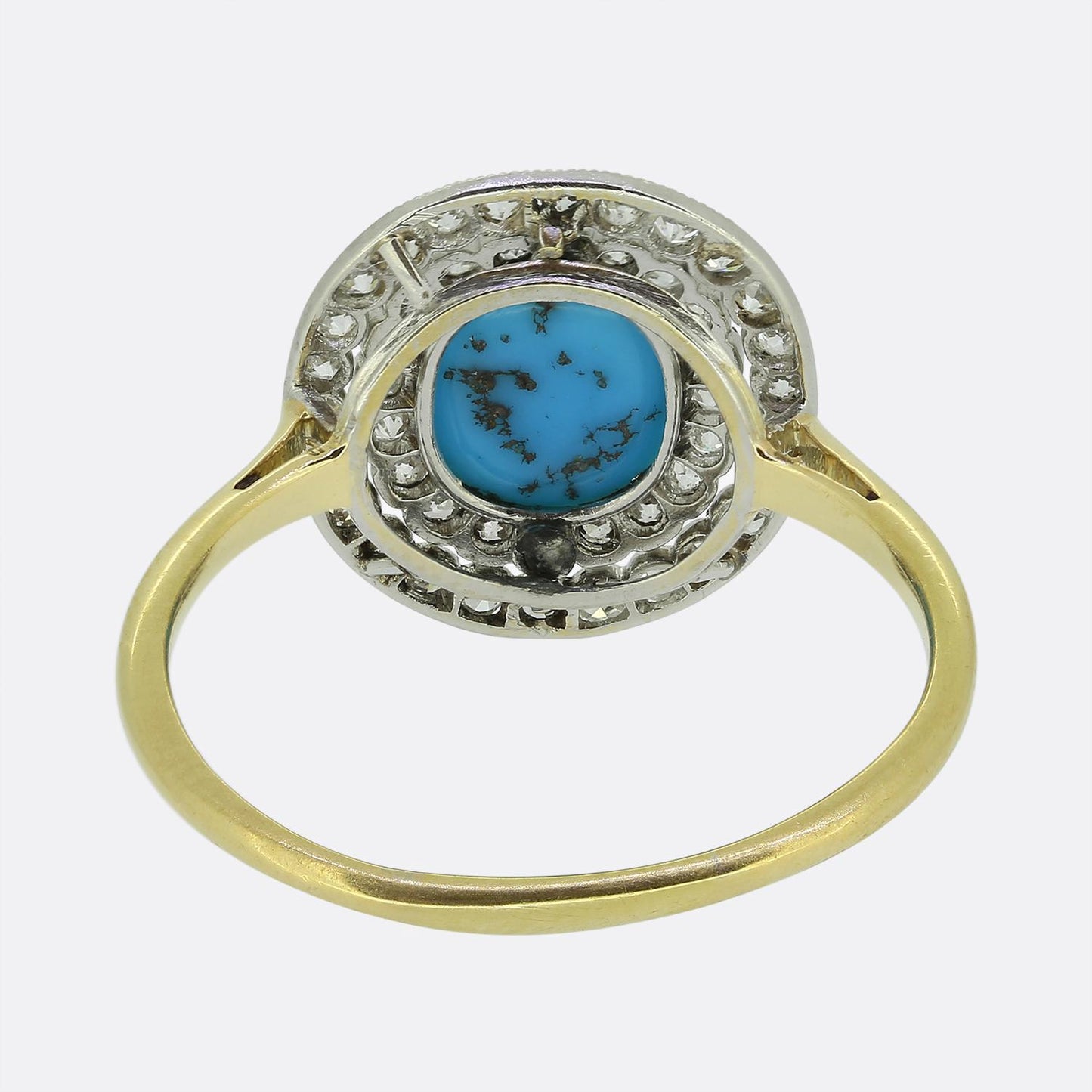 Art Deco Turquoise and Diamond Cluster Ring