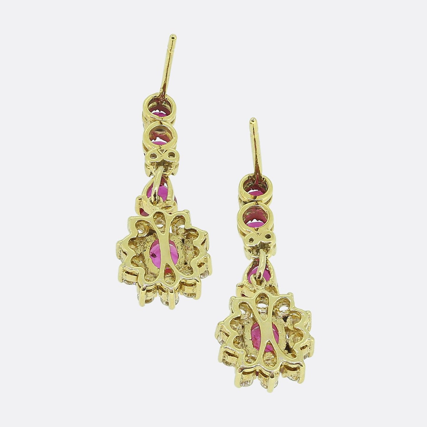 Vintage Ruby and Diamond Drop Earrings