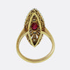 Edwardian Ruby and Diamond Navette Ring