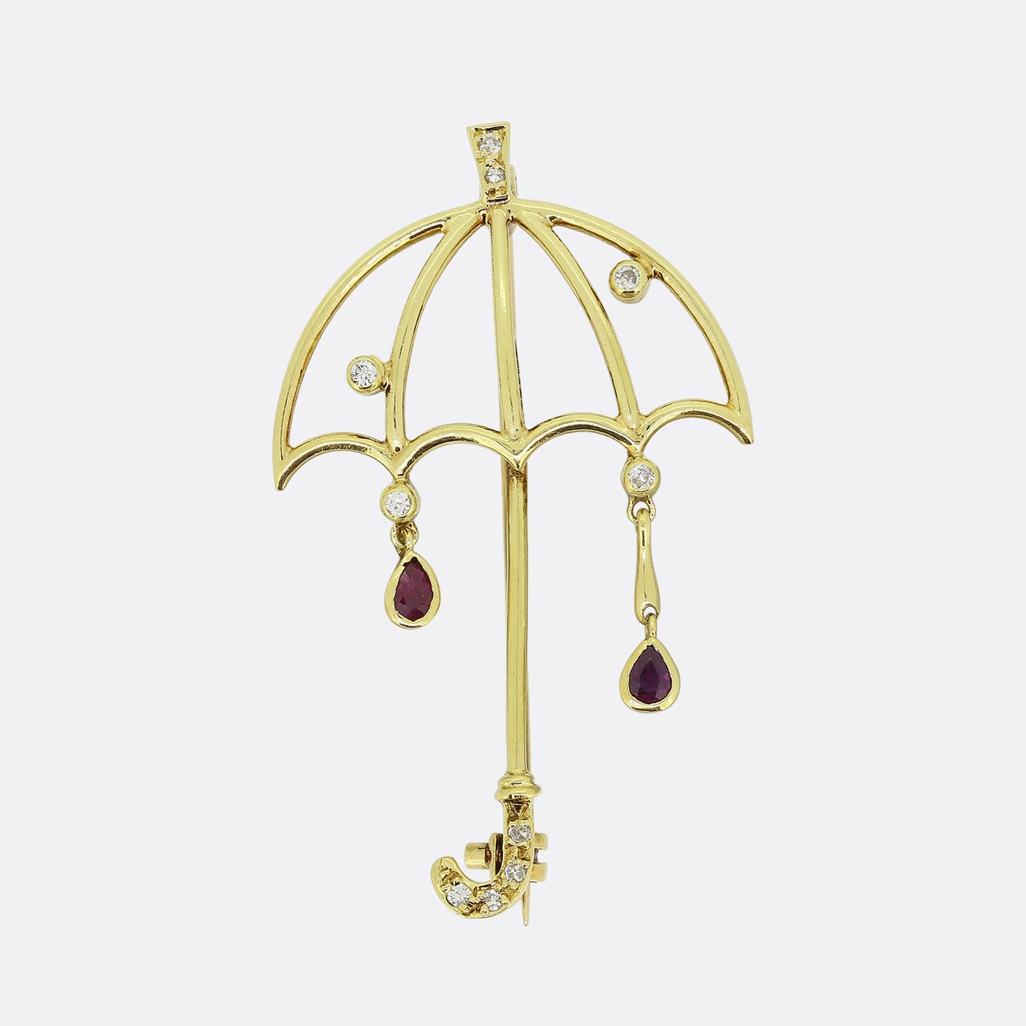 Vintage Ruby and Diamond Umbrella Brooch