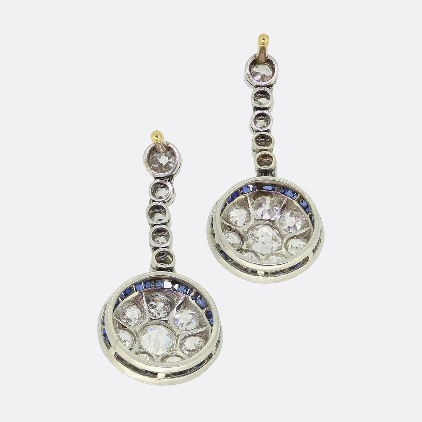 Art Deco Sapphire and Diamond Drop Earrings