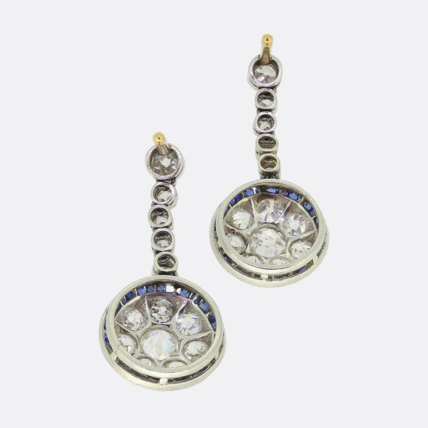 Art Deco Sapphire and Diamond Drop Earrings