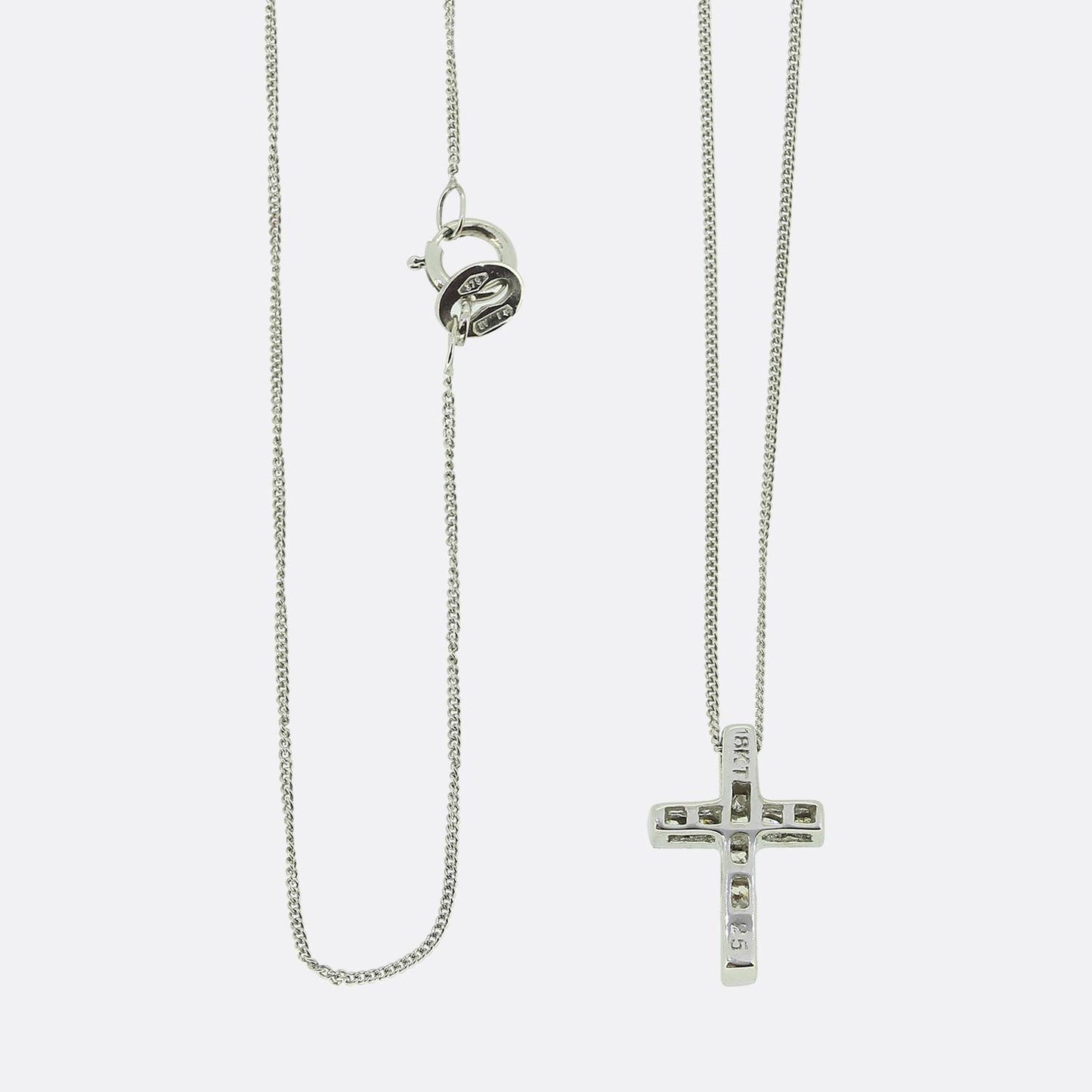 Princess Cut 0.25 Carat Diamond Cross Pendant Necklace