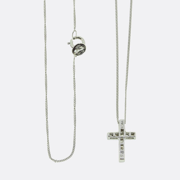 Princess Cut 0.25 Carat Diamond Cross Pendant Necklace