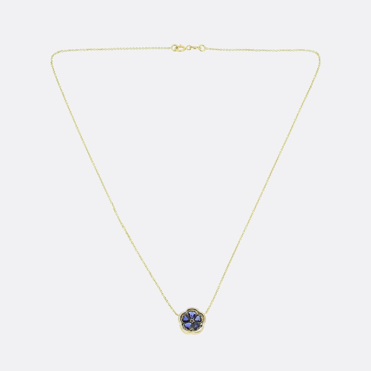 Art Nouveau Sapphire Diamond and Enamel Pendant