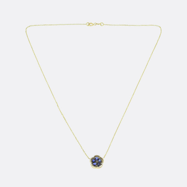 Art Nouveau Sapphire Diamond and Enamel Pendant