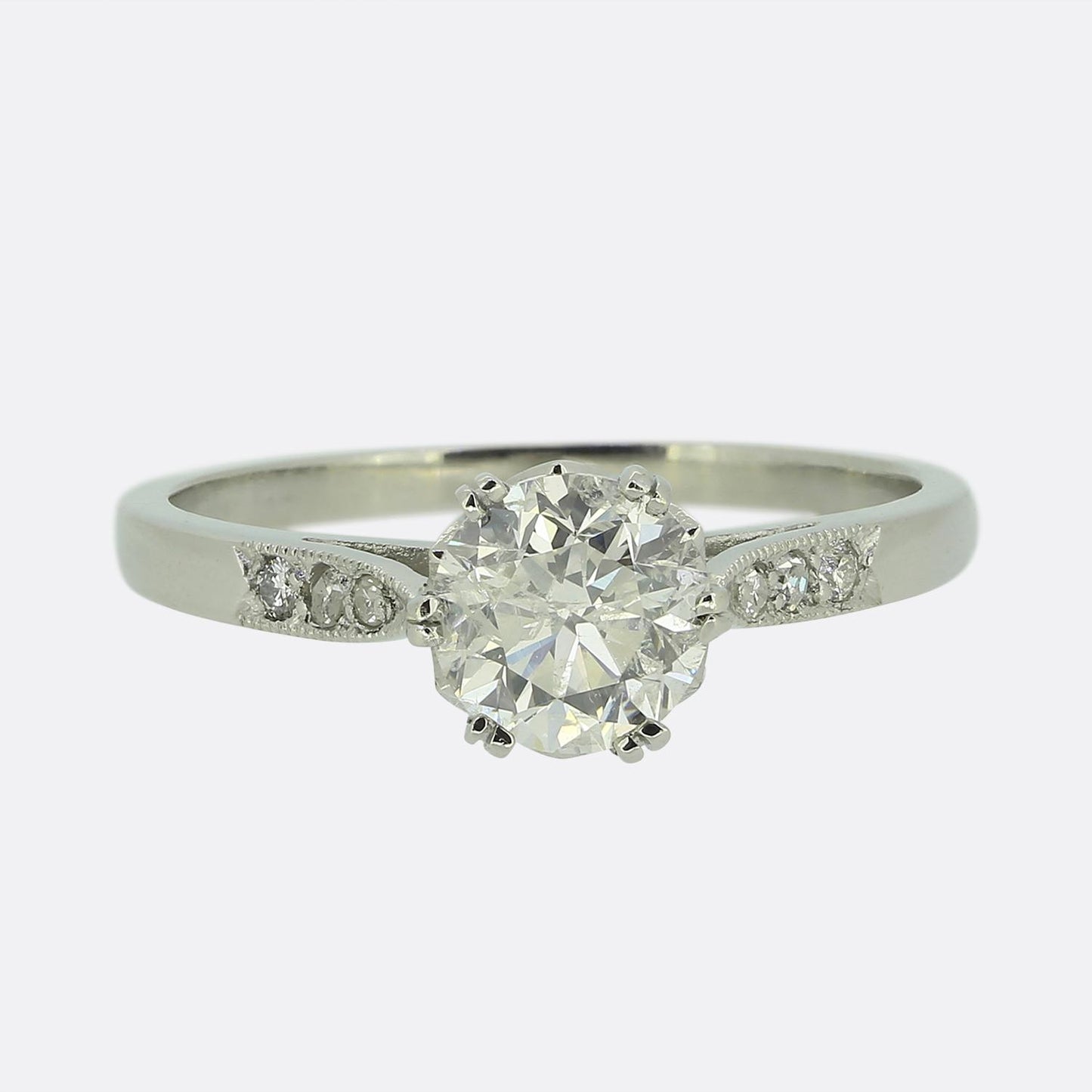 Art Deco 0.90 Carat Diamond Engagement Ring