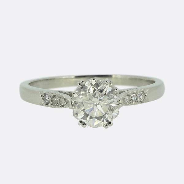 Art Deco 0.90 Carat Diamond Engagement Ring