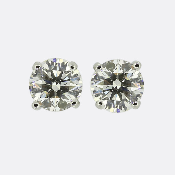 De Beers 1.03 Carat Diamond Stud Earrings